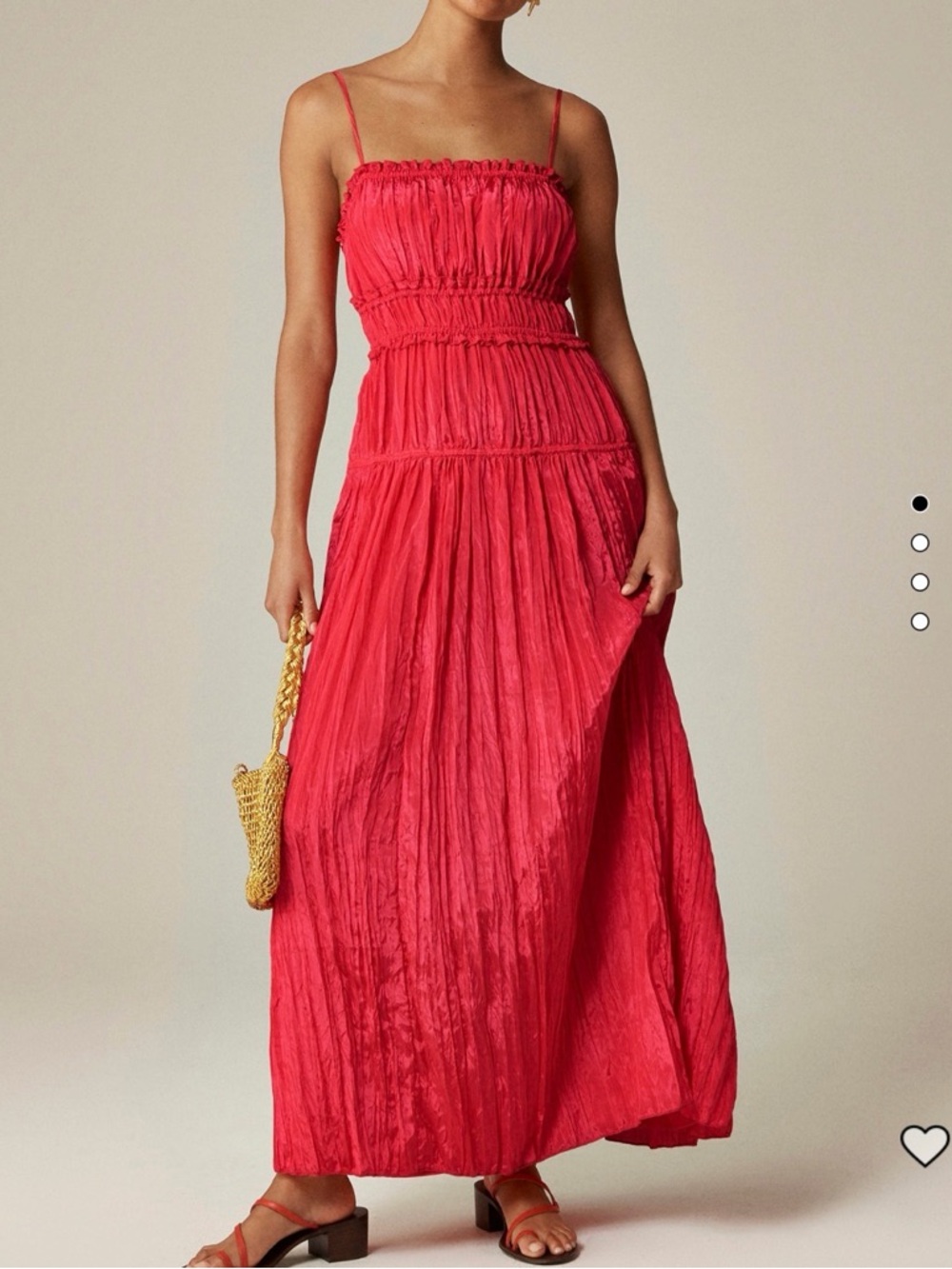 NWT J Crew Crinkled ruffle-trim dress Strawberry Sunrise Size XS
